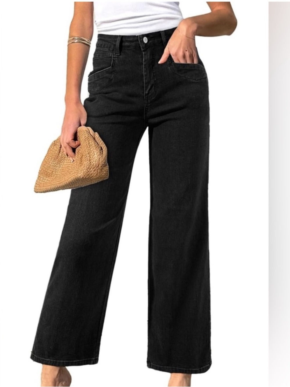 Women's Black Flare Jeans - Classic Wide Leg 371